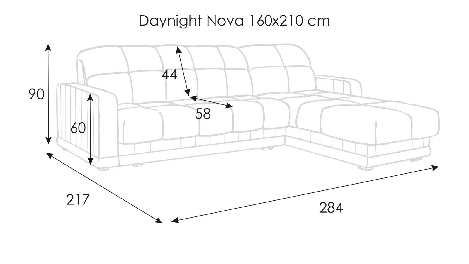 Угловой диван DAYNIGHT Nova Casanova Seawave с малым канапе